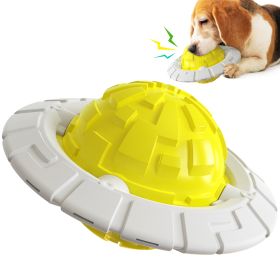 Dog Toy Sound Molar Decompression Ball Training Interactive Flying Saucer Dog Toothbrush Medium and Large Dog Pet Supplies (Color: Yellow)