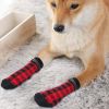 Anti-Slip Dog Socks; Waterproof Paw Protectors with Reflective Straps Traction Control for Indoor & Outdoor Wear; 4pcs